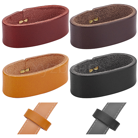 WADORN 4Pcs 4 Colors Cowhide Leather Loop Keepers FIND-WR0010-63-1