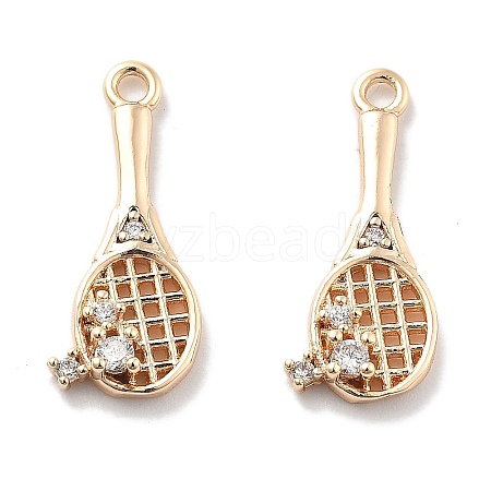 Rack Plating Brass Clear Cubic Zirconia Pendants KK-M102-17G-A-1