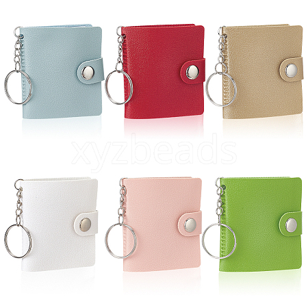 6Pcs 6 Colors PU Leather Photocard Sleeve Keychain KEYC-GA0001-53-1