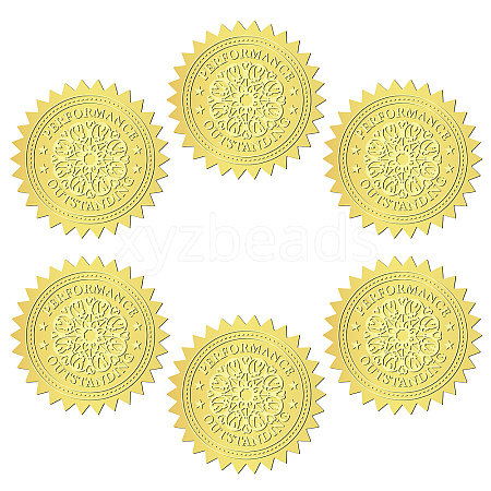 12 Sheets Self Adhesive Gold Foil Embossed Stickers DIY-WH0451-016-1