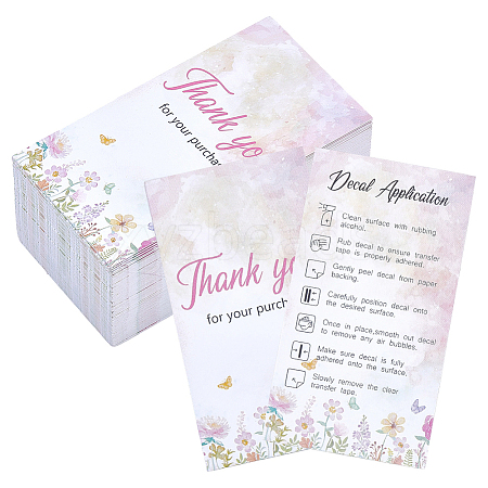 240Pcs Floral Print Paper Care Instructions Cards AJEW-FG0005-62B-1