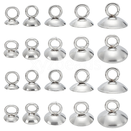 30Pcs 5 Styles 201 Stainless Steel Bead Cap Pendant Bails STAS-LP0001-24-1