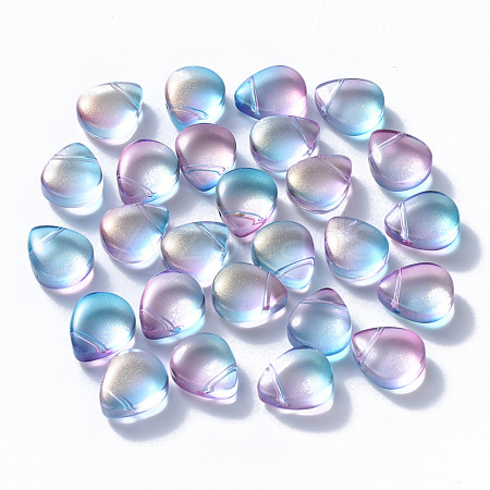 Transparent Spray Painted Glass Beads GLAA-T016-29H-1