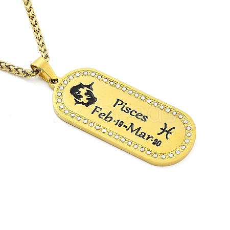 Constellation 304 Stainless Steel Micro Pave Clear Cubic Zirconia Wheat Chain Pendant Necklaces for Women Men LS-NJEW-U007-01D-1