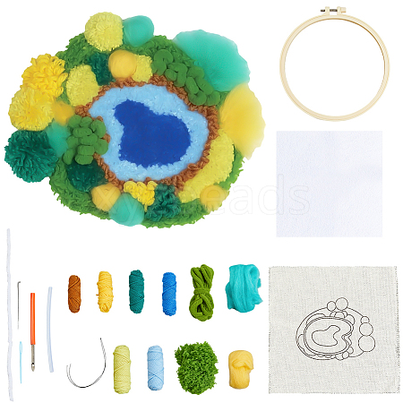 DIY Coaster Punch Needle Embroidery Starter Kits for Beginners DIY-WH20095-003A-1