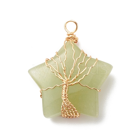 Natural Green Aventurine Pendants PALLOY-JF01634-01-1