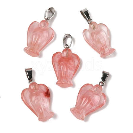 Cherry Quartz Glass Pendants G-B127-10P-15-1