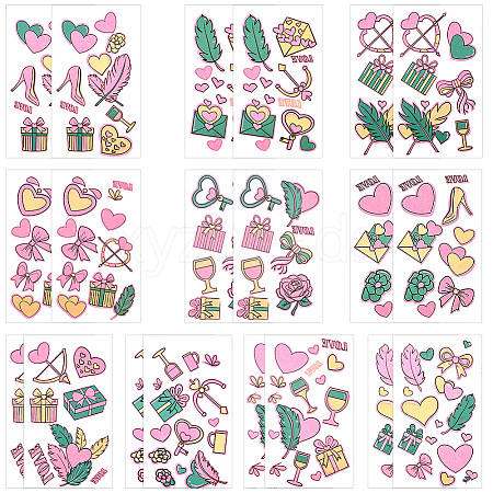 20 Sheets Luminous Water Proof Removable Temporary Tattoos Stickers AJEW-SP0002-81C-1