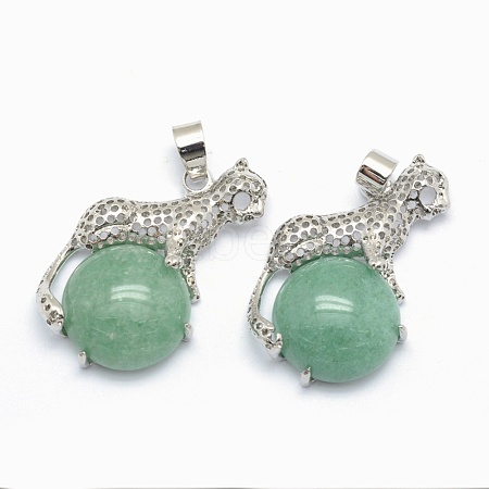 Natural Green Aventurine Pendants KK-E757-C-03P-1