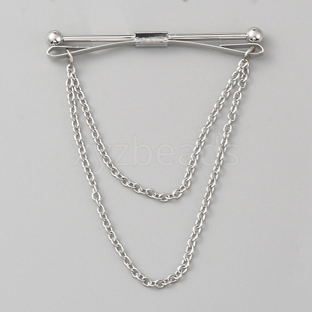 Brass Hanging Chains Collar Pins Tie Clips AJEW-WH0401-65P-1