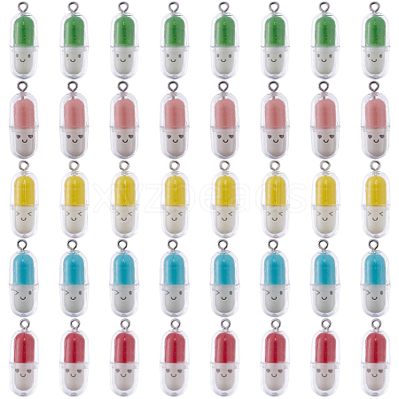 SUNNYCLUE 40Pcs 5 Colors Translucent Plastic Pendants KY-SC0001-75-1