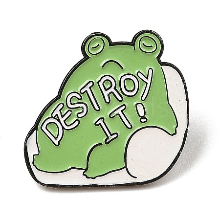 Cute Destroy It Frog Alloy Enamel Pin Brooch for Backpack Clothes JEWB-R004-05EB-05-1