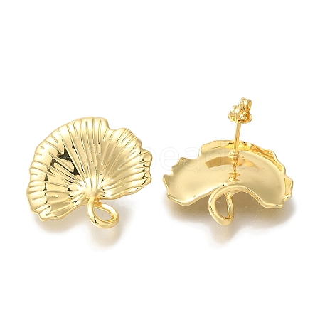 Rack Plating Leaf Brass Stud Earrings EJEW-H016-37G-1