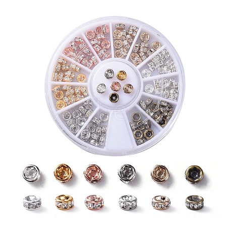 Brass Rhinestone Spacer Beads RB-X0013-10-NF-1