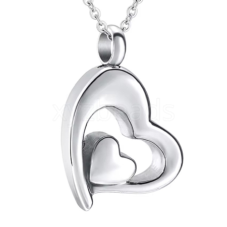 Stainless Steel Heart Pendant Urn Ashes Necklaces PW-WG8DE50-01-1