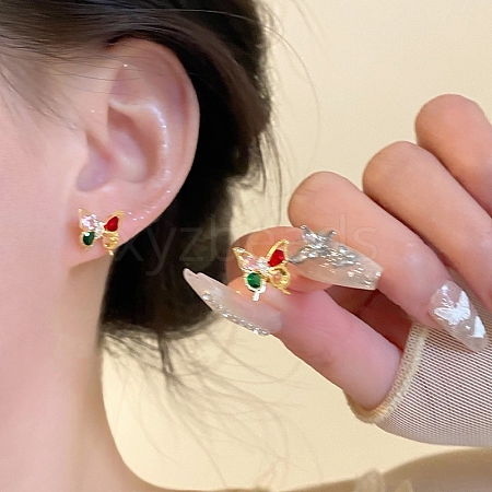 Alloy Rhinestone Stud Earrings for Women WG29476-103-1