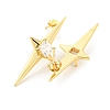 Star Shape Rack Plating Brass Micro Pave Cubic Zirconia Dangle Stud Earrings EJEW-P240-03G-2