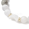 Natural Selenite & Labradorite & Black Tourmaline & Shell Beaded Stretch Bracelets for Women BJEW-JB13084-3
