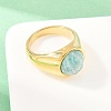 304 Stainless Steel Natural Amazonite Finger Rings RJEW-F203-02G-03-2