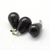 Teardrop Natural Black Stone Pendants G-Q435-21-2