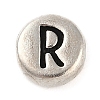 925 Sterling Silver Flat Round with Letter Beads LS-STER-G044-01AS-R-1