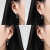 Rhodium Plated 925 Sterling Silver Circle Beaded Huggie Hoop Earrings for Women JE912A-02-5