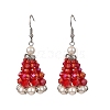 Glass with Shell Pearl Dangle Earrings for Women EJEW-TA00576-1