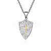 Duo Tone 304 Stainless Steel Cross Shield Pendant Necklaces for Men WGF217A-01-2