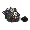 Halloween Cat Skeleton Alloy Brooches JEWB-I032-01EB-01-3