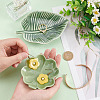   2Pcs 2 Style Leaf/Clover Pattern Porcelain Jewelry Plate AJEW-PH0018-08-3