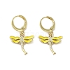 Dragonfly Real 18K Gold Plated Brass Dangle Leverback Earrings EJEW-L268-011G-04-1