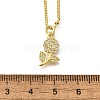 Brass Micro Pave Clear Cubic Zirconia Flower Pendant Necklaces for Women NJEW-A039-01B-G-5