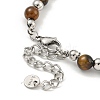 304 Stainless Steel & Natural Tiger Eye Round Beaded Bracelets for Women BJEW-G717-13-4