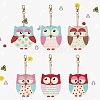 6Pcs DIY Diamond Painting Owl Keychain Kits PW-WG37898-01-1