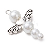 Pearlized Glass Pearl Bead Pendants PALLOY-JF03203-02-3