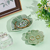   2Pcs 2 Style Leaf/Clover Pattern Porcelain Jewelry Plate AJEW-PH0018-08-5