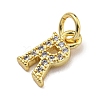 Initial Letter Brass with Cubic Zirconia Charms KK-Q814-26R-G-2