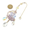Wire Wrapped Natural Amethyst Chip & Brass Moon Pendant Decoration HJEW-TA00082-3