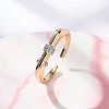 Brass Micro Pave Clear Cubic Zirconia Cuff Finger Rings for Women RJEW-C116-11G-2