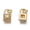 Brass Micro Pave Clear Cubic Zirconia Charms ZIRC-B001-13G-2