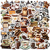 50Pcs Vintage Coffee Machine and Coffee Bean Paper Stickers PW-WGB49A5-01-1