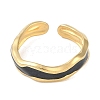 Ion Plating(IP) 304 Stainless Steel Enamel Cuff Finger Rings RJEW-L107-052G-02-2