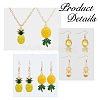 FIBLOOM 2 Sets 2 Style Alloy Pineapple Pendant Necklace & Dangle Earrings SJEW-FI0001-01-3