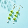 Acrylic Flower with Plastic Pearl Long Dangle Earrings EJEW-JE04941-03-3