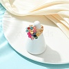 5Pcs Copper Wire Wrapped Dyed & Heated Natural Agate Round Bead Finger Rings RJEW-JR01034-2
