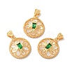 Brass Emerald Rhinestone Pendants KK-I703-13G-2