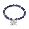 Natural Lapis Lazuli(Dyed) Stretch Charm Bracelets BJEW-JB04931-01-1