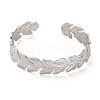 Non-Tarnish 304 Stainless Steel Leaf Cuff Bangles BJEW-G694-08P-2