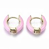 Brass Huggie Hoop Earrings LS-EJEW-S209-01E-2