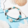 Starfish & Tortoise Synthetic Turquoise Braided Bead Bracelet BJEW-JB09967-01-2